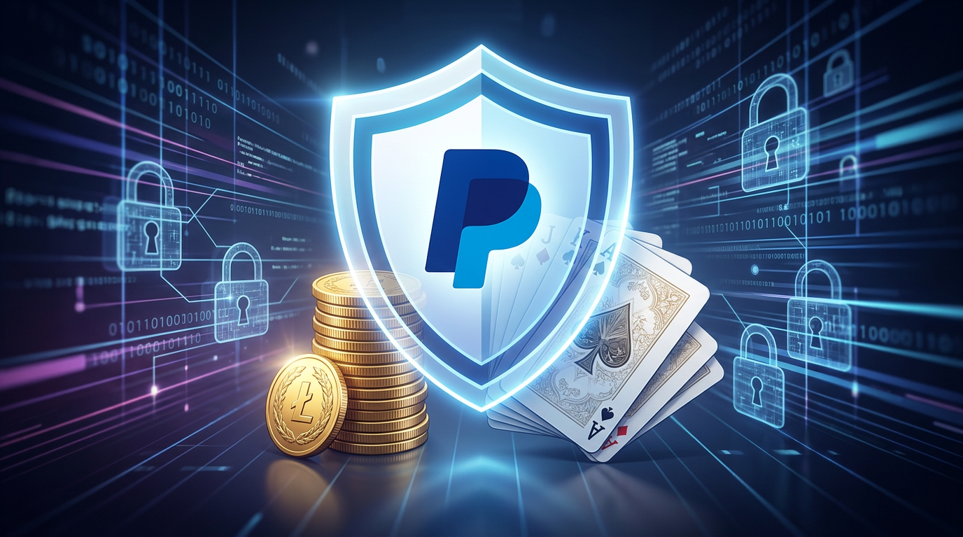 Ilustracja przedstawiająca bezpieczne płatności PayPal w kasynie online.